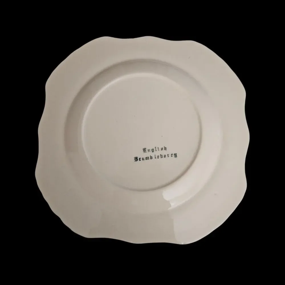 English Brambleberry Dessert Plates Set of 4 Embossed Floral Ironstone England